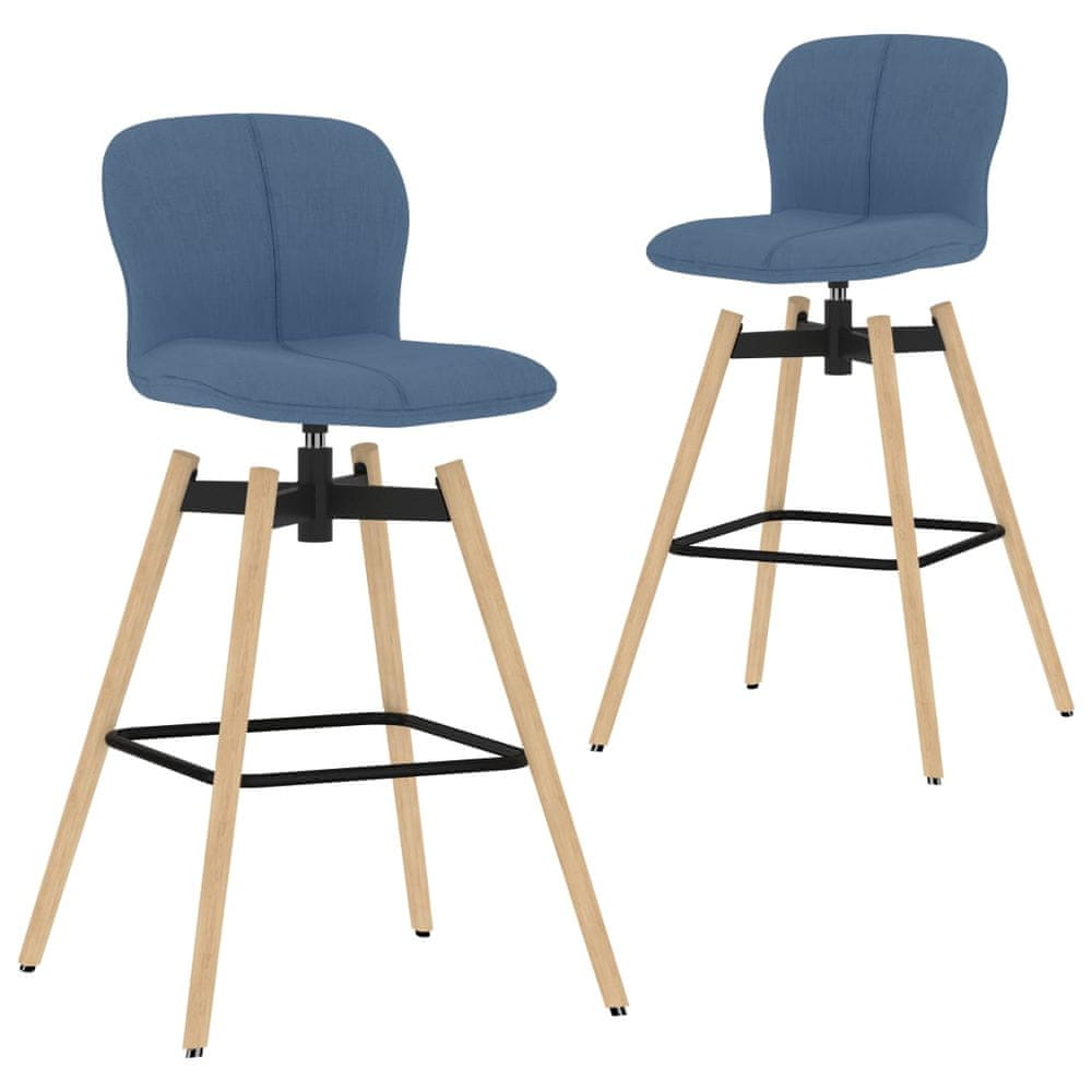 Vidaxl Otočné barové stoličky 2 ks modré látkové